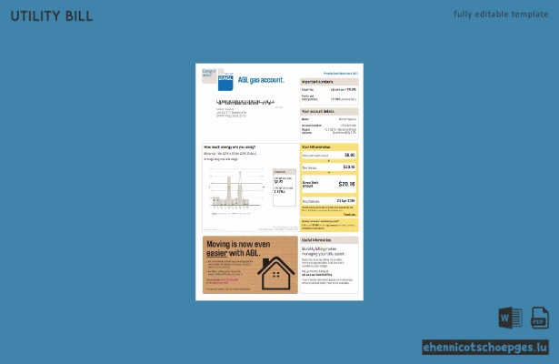 Australien AGL Gasrechnung (Word-Version 3) – Beispielvorschau